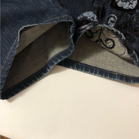 Vintage Talbots Embroidered Straight Leg Jean Sz 10 Velvet Sequins Stretch Y2K - Picture 7 of 7